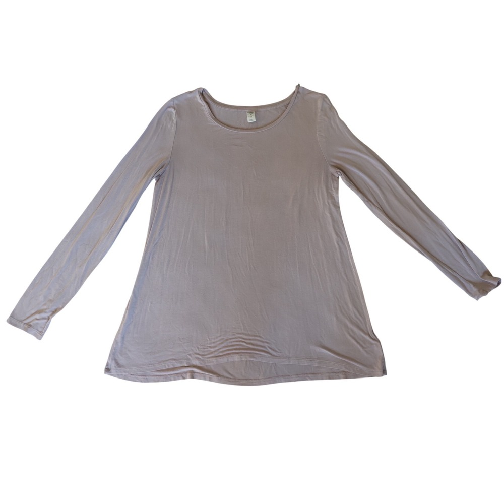 Old Navy Luxe Womens Long Sleeve Tee Light Pink Rayon Blend Size M